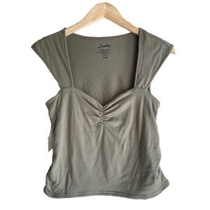 Justify Color VETIVER Short Sleeve Shirt with Sweetheart Neckline Size L